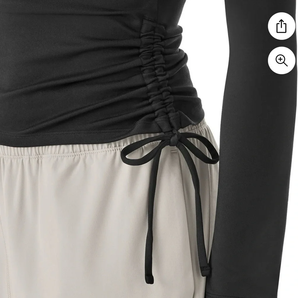 NWT-Member’s Mark Women’s Black Long Sleeve Ruched Women's Top Sz L - Picture 3 of 10